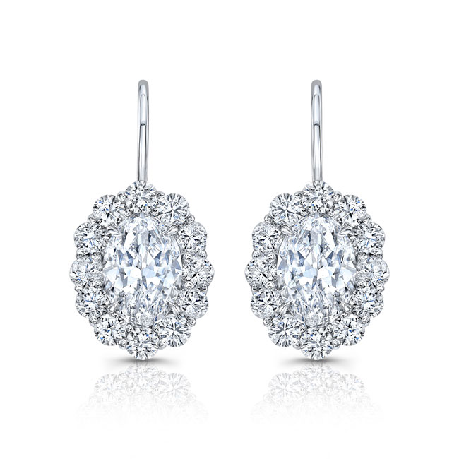 2.25 Carat Oval Lab Grown Diamond Halo Stud Earrings 14K — Cirelli Jewelers