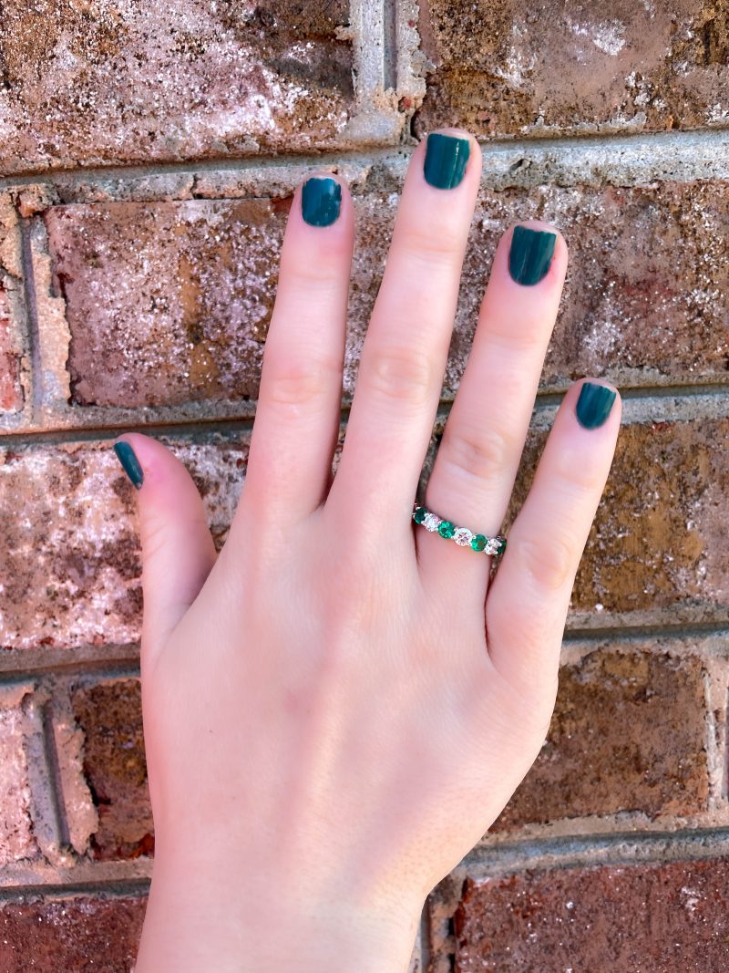 emerald and diamond band ring