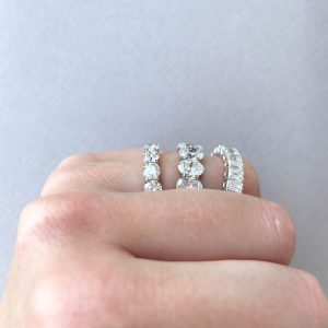 side view of diamond band rings