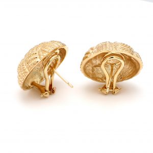 14kt Yellow Gold Basket Weave Clip On Earrings