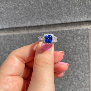 Cushion Sapphire and Diamond Ring Rings Bailey's Fine Jewelry