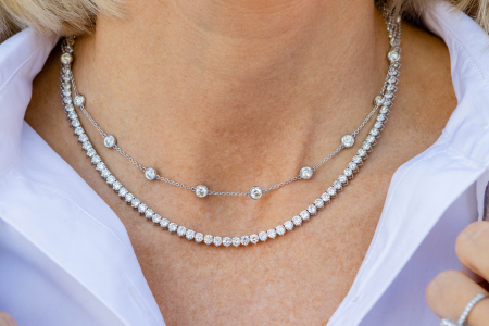 diamond station necklace and tennis necklace