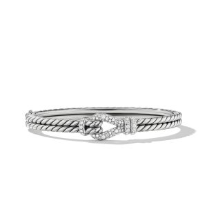 David Yurman Thoroughbred Loop Bracelet in Sterling Silver with Pave Diamonds Bangle & Cuff Bracelets Bailey's Fine Jewelry