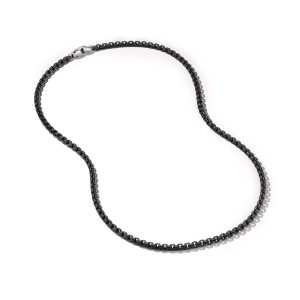 David Yurman Box Chain Necklace in Stainless Steel and Sterling Silver, 5mm, Size: 24 IN Chain Necklace Bailey's Fine Jewelry