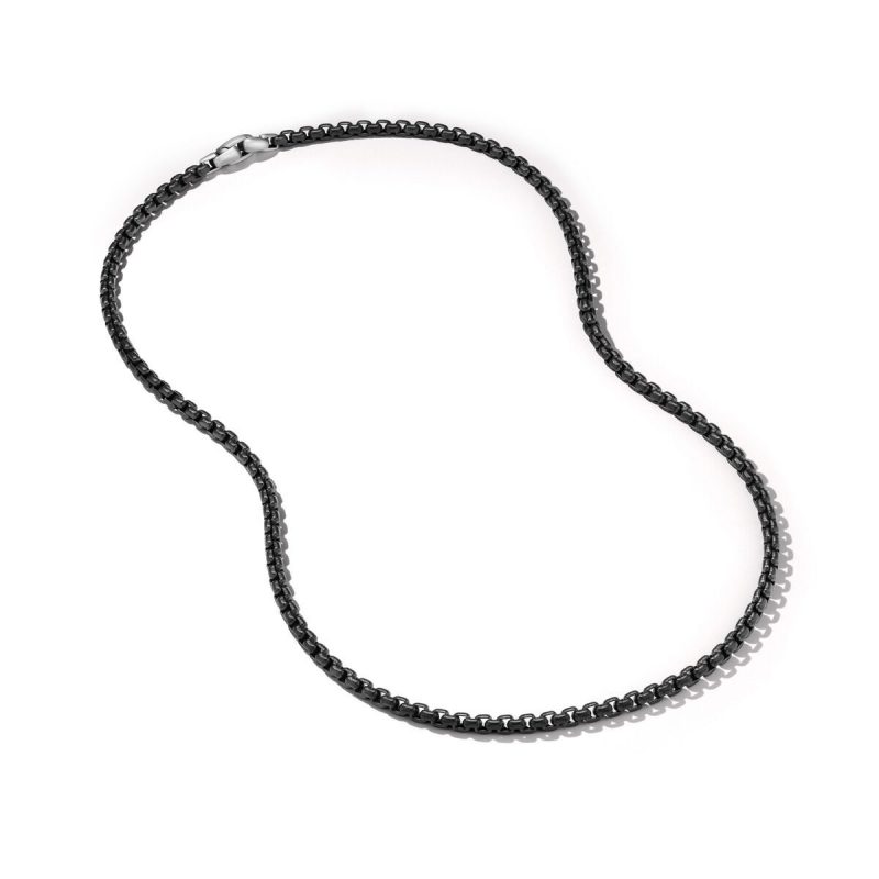 David Yurman Box Chain Necklace in Stainless Steel and Sterling Silver, 5mm, Size: 24 IN
