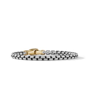 David Yurman Box Chain Bracelet in Sterling Silver with 14K Yellow Gold, Size: L Chain/Link Bracelets Bailey's Fine Jewelry