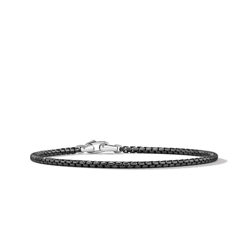 David Yurman Box Chain Bracelet in Stainless Steel and Sterling Silver, Size: L