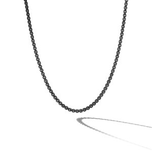 David Yurman Box Chain Necklace in Stainless Steel and Sterling Silver, 5mm, Size: 22 IN Chain Necklace Bailey's Fine Jewelry