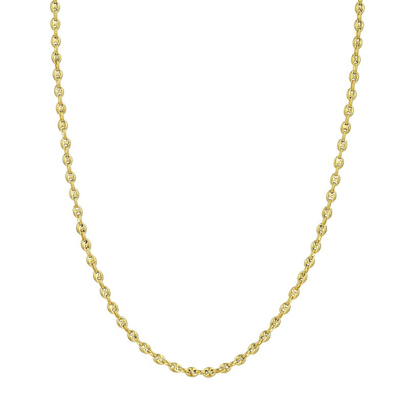 14K Gold Puffy Mariner Chain Necklace