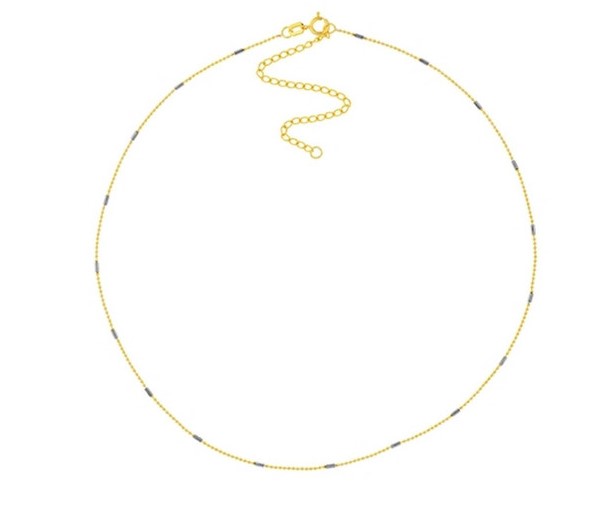 Two-Tone Gold Saturn Chain Adjustable Choker Necklace