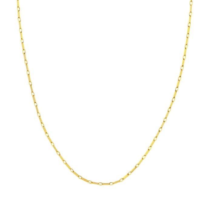 14K Yellow Gold Flat Link Chain Necklace