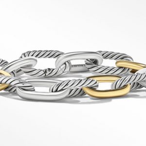 David Yurman DY Madison Chain Bracelet in Sterling Silver with 18K Yellow Gold, Size: M