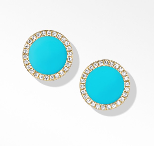 Turquoise Bead & Diamond Spiral Earrings (White Gold) — Shreve, Crump & Low