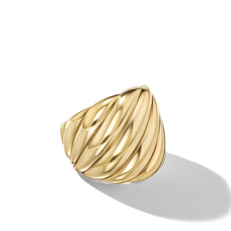 David Yurman Sculpted Cable Ring in 18K Yellow Gold, Size: 7