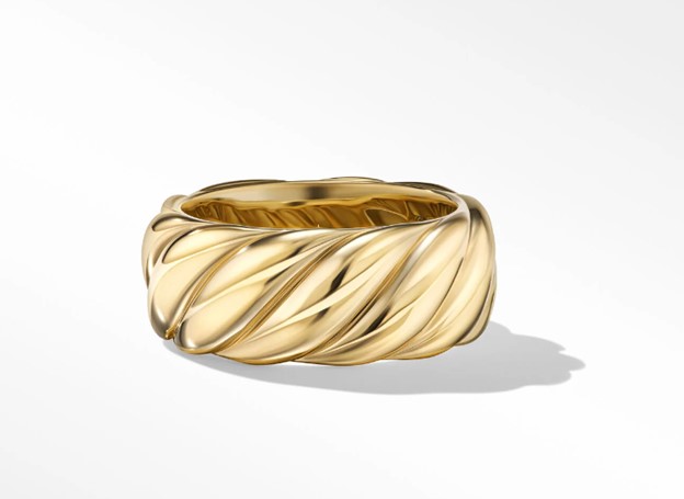 David Yurman Sculpted Cable Band Ring in 18K Yellow Gold, Size: 6