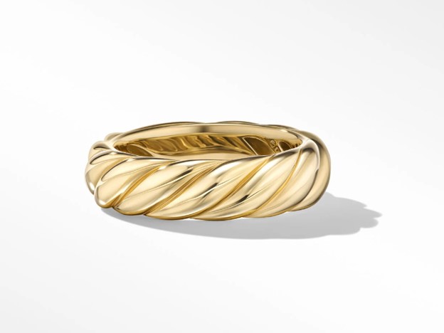 David Yurman Sculpted Cable Band Ring in 18K Yellow Gold, Size: 5
