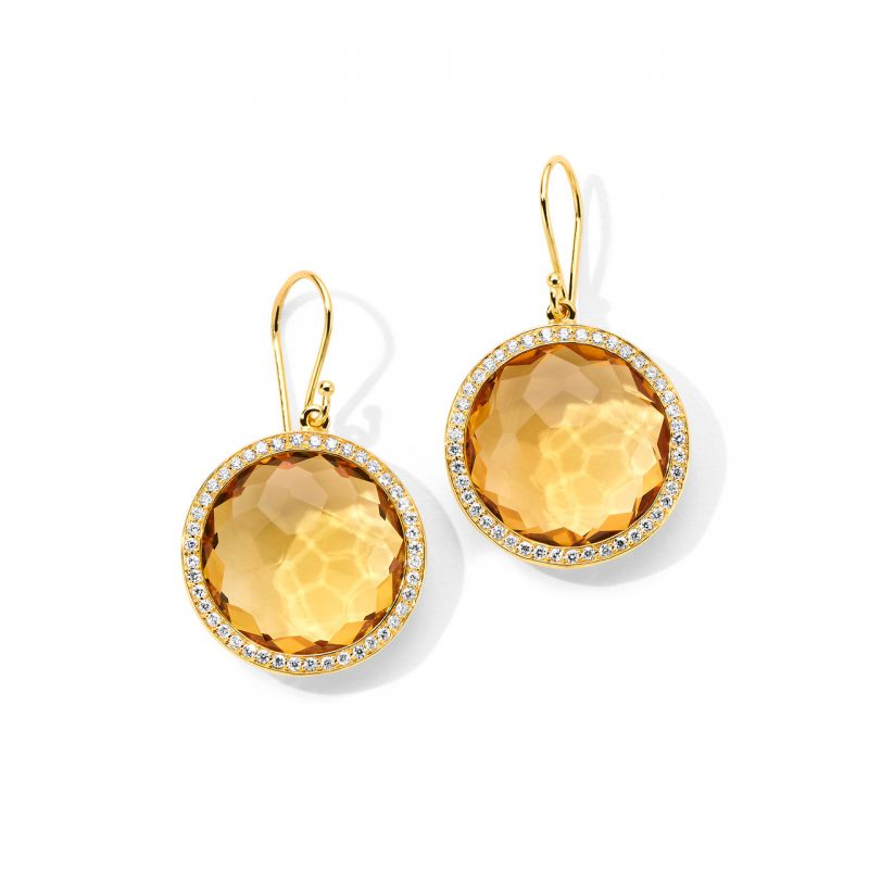 Ippolita Lollipop Honey Citrine and Diamond Earrings in 18K Gold