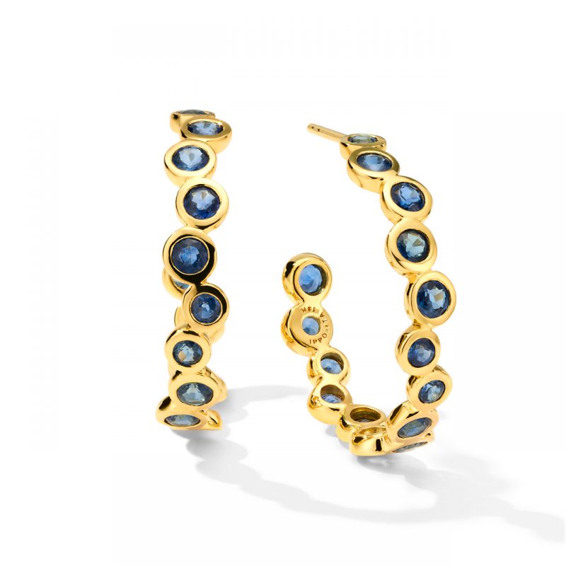 Ippolita Stardust Sapphire Starlet #2 Hoop Earrings in 18K Gold