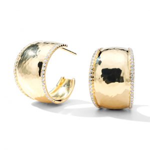 Ippolita Stardust Goddess Hoop Earrings in 18K Gold with Diamonds Earrings Bailey's Fine Jewelry