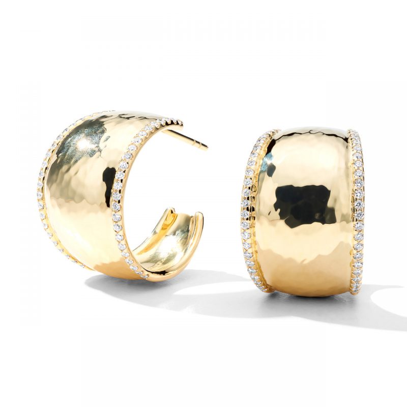 Ippolita Stardust Goddess Hoop Earrings in 18K Gold with Diamonds