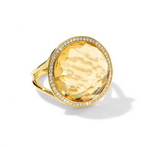 Ippolita Lollipop Honey Citrine Ring in 18K Gold with Diamonds Fashion Rings Bailey's Fine Jewelry