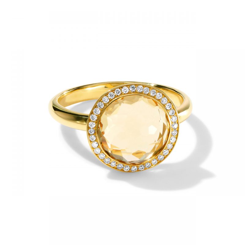 Ippolita Lollipop Honey Citrine Lollitini Ring in 18K Gold with Diamonds