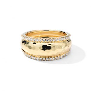 Ippolita Stardust Thin Goddess Dome Ring in 18K Gold with Diamonds Bands Bailey's Fine Jewelry
