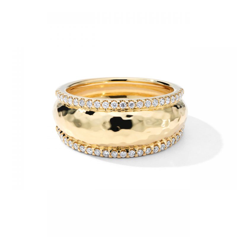 Ippolita Stardust Thin Goddess Dome Ring in 18K Gold with Diamonds