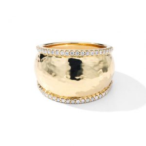 Ippolita Stardust Medium Goddess Dome Ring in 18K Gold with Diamonds Bands Bailey's Fine Jewelry
