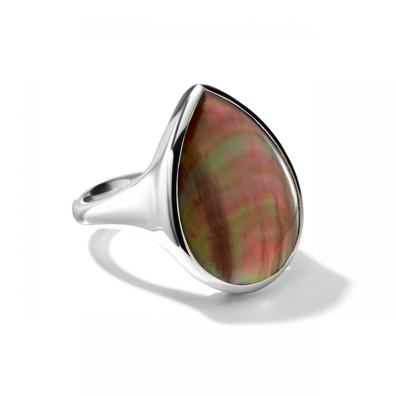 Ippolita Silver Rock Candy Brown Shell Sculptured Teardrop Ring
