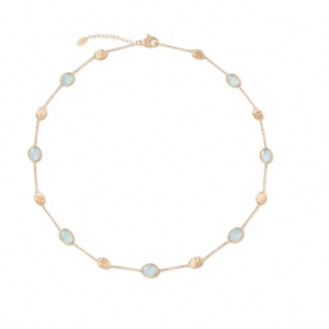 Marco Bicego Siviglia 18K Gold Aquamarine Necklace with Bead Stations Necklaces & Pendants Bailey's Fine Jewelry