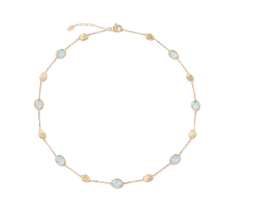 Marco Bicego Siviglia 18K Gold Aquamarine Necklace with Bead Stations