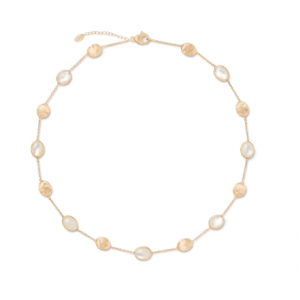 Marco Bicego Siviglia 18K Gold Mother of Pearl Necklace with Bead Stations Necklaces & Pendants Bailey's Fine Jewelry