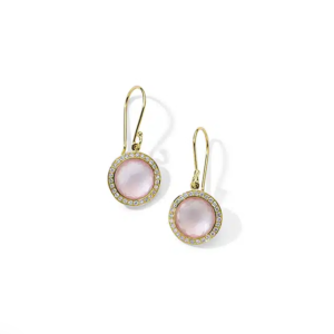Ippolita Lollipop Rose Quartz and Diamond Mini Drop Earrings in 18K Gold Dangle/Drop Earrings Bailey's Fine Jewelry