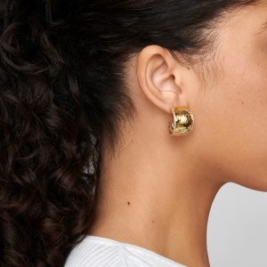Ippolita Stardust Goddess Hoop Earrings in 18K Gold with Diamonds