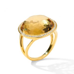 Ippolita Lollipop Honey Citrine Ring in 18K Gold with Diamonds