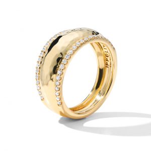 Ippolita Stardust Thin Goddess Dome Ring in 18K Gold with Diamonds