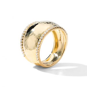 Ippolita Stardust Medium Goddess Dome Ring in 18K Gold with Diamonds