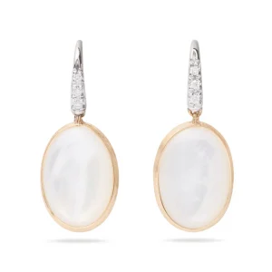 Marco Bicego Lunaria 18K Gold White Mother of Pearl Earrings Dangle/Drop Earrings Bailey's Fine Jewelry