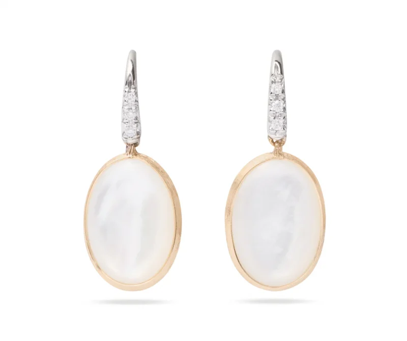 Marco Bicego Lunaria 18K Gold White Mother of Pearl Earrings