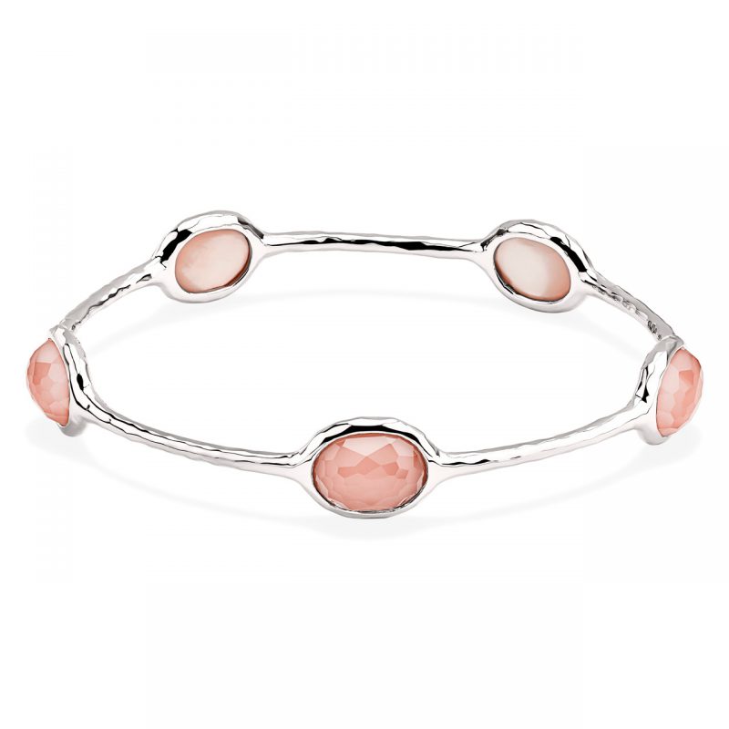 Ippolita Silver Rock Candy Pink Shell 5-Stone Bangle in Sterling Silver