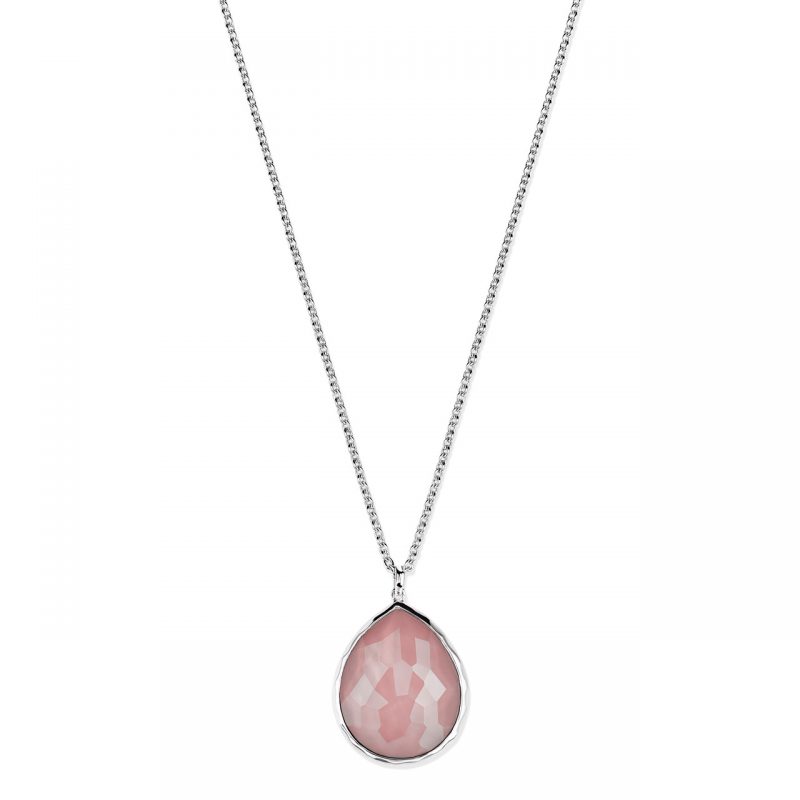 Ippolita Silver Rock Candy Rose Quartz Large Teardrop Necklace