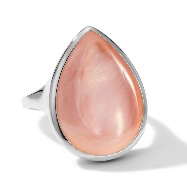 Ippolita Silver Rock Candy Pink Shell Sculptured Teardrop Ring