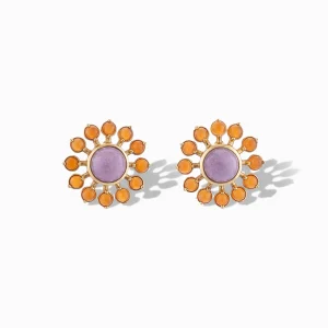 Laura Foote Bowen Burst Stud Earrings in Lepidolite and Orange Chalcedony Earrings Bailey's Fine Jewelry