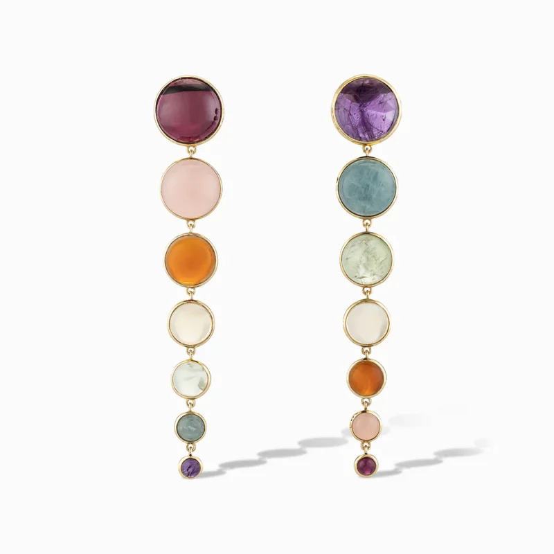 Laura Foote Dropping Circles Statement Earrings in Roy G. Biv