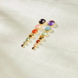 Laura Foote Dropping Circles Statement Earrings in Roy G. Biv
