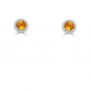 November Birthstone Halo Gold Stud Earrings Earrings Bailey's Fine Jewelry
