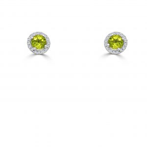 August Birthstone Diamond Halo Gold Stud Earrings Earrings Bailey's Fine Jewelry