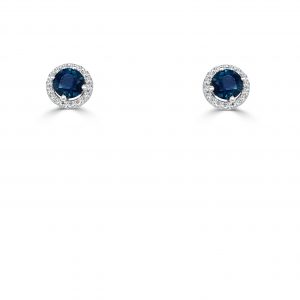 September Birthstone Diamond Halo Gold Stud Earrings Earrings Bailey's Fine Jewelry