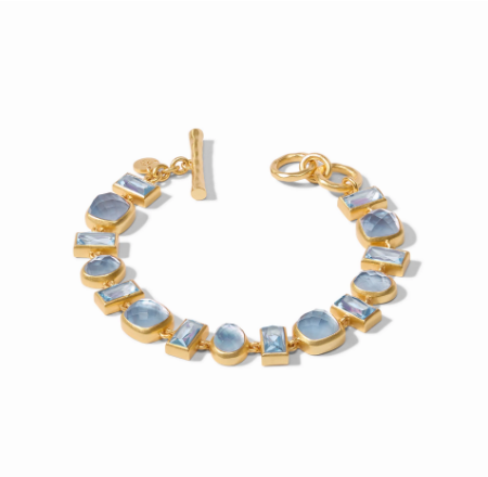 Julie Vos Antonia Tennis Bracelet Iridescent Chalcedony Blue